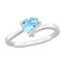 Gem And Harmony 1.00 Carat (ctw) Sky-Blue Topaz Heart Ring in Sterling Silver with Accent Diamonds